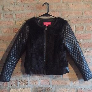 Catherine Maladrino moto jacket with faux fur